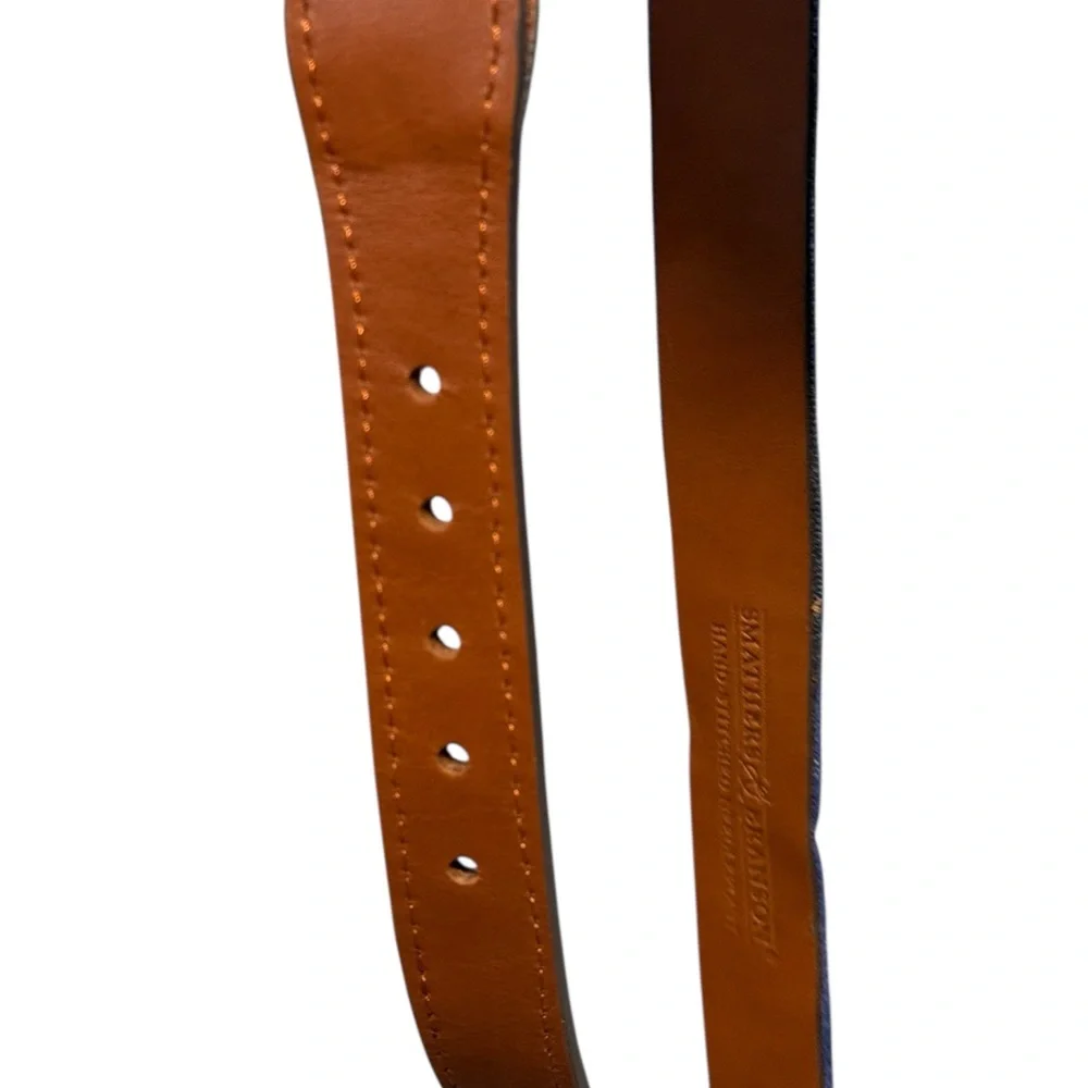NWT! Smathers & Branson Needlepoint Cross Clubs Cotton and Leather Belt Golf